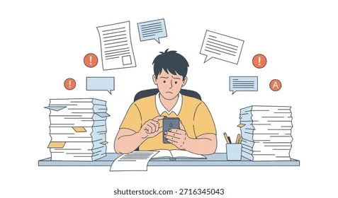 outline-illustration-shows-stressed-employee-260nw-2716345043 Sự quá tải công việc là nguyên nhân hàng đầu dẫn đến kiệt sức và giảm hiệu suất
