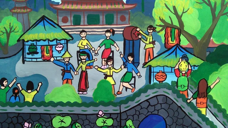 ve-tranh-le-hoi-6 Hát văn có lịch sử lâu đời gắn liền với đời sống tâm linh của cư dân vùng đồng bằng Bắc Bộ